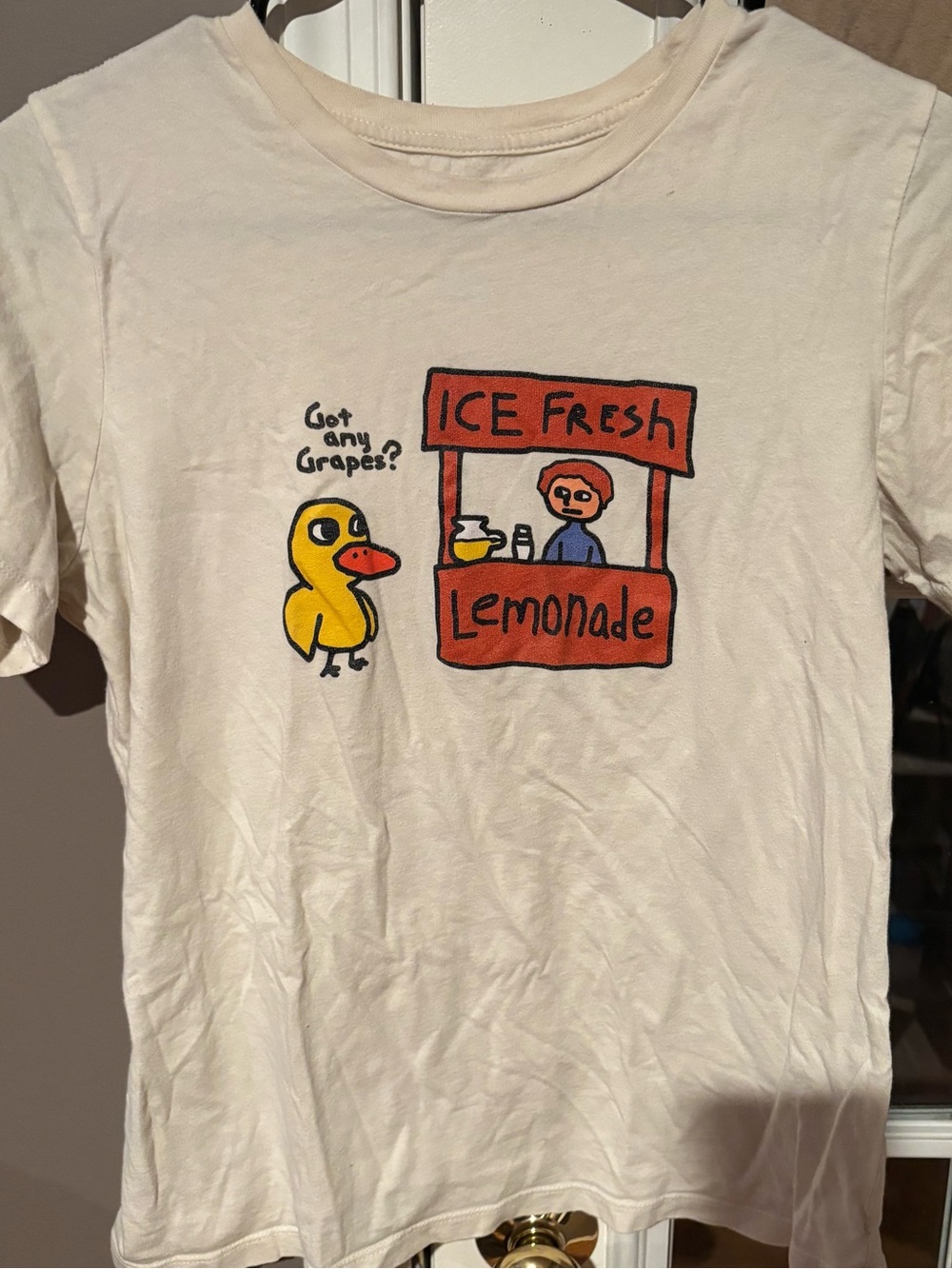 Kids White Graphic Tee with Yellow Duck Lemonade Design